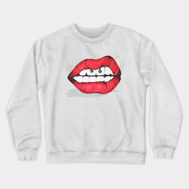 Red Lips Crewneck Sweatshirt by NerdsbyLeo